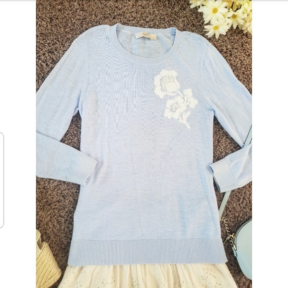 Antique blue embroidered sweater - Picture 3 of 4